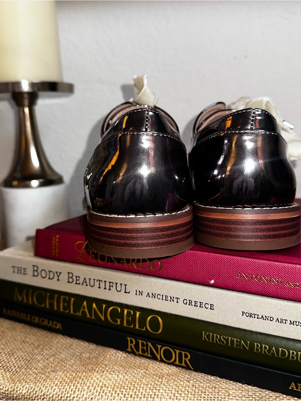 Midnight Velvet Silver Patent Oxford with Ribbon Laces - Picture 8 of 11